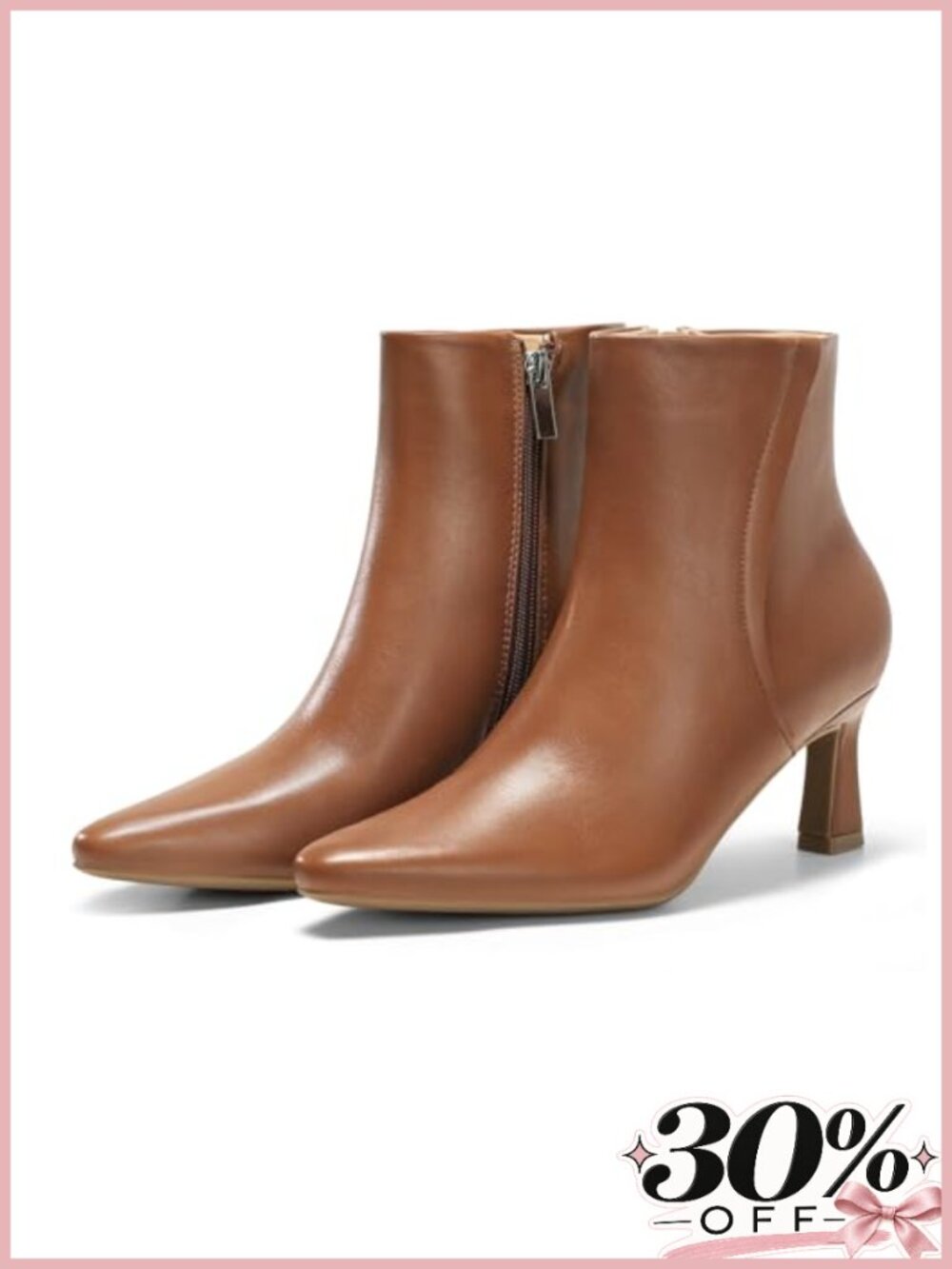Women's Kitten Heel Pointed Toe Ankle Booties Side Zip PU Leather Dress Boots